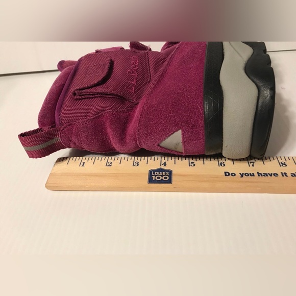 L. L. Bean winter snow boots leather-upper magenta kids girl size 3 - Picture 8 of 10